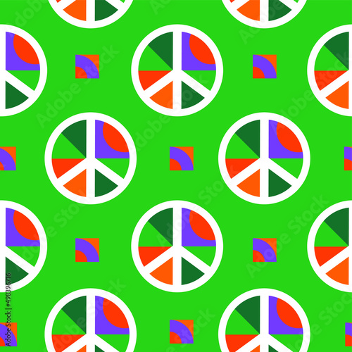 geometric style pattern with peace symbol. Design for wallpaper,clothing print, fabric