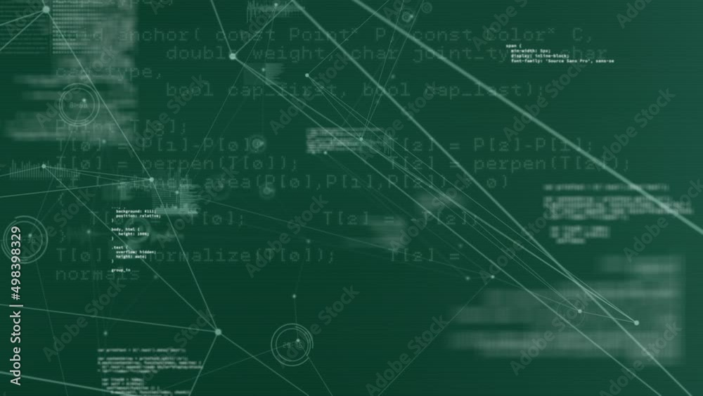 Animation of network of connections and data processing over grid