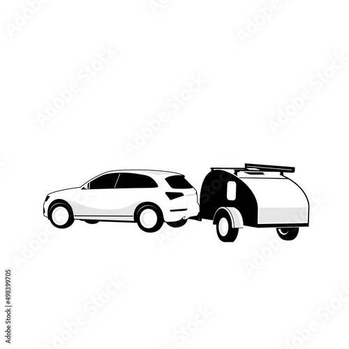 silhouette logo design trailer car