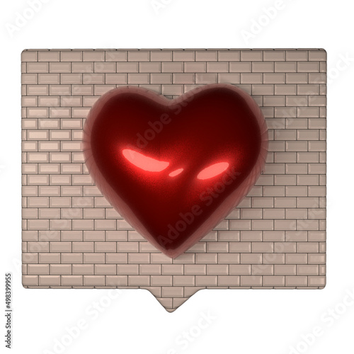 3D notification icon with brick textured sign