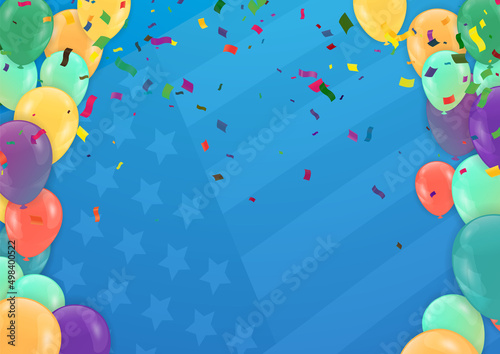 Modern birthday background Colorful balloon with and confetti