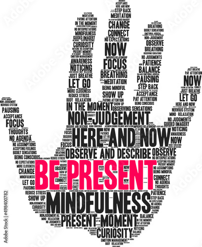 Be Present Word Cloud on a white background. 