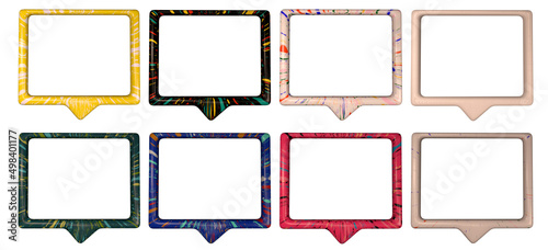Set of 3d frames with different textures