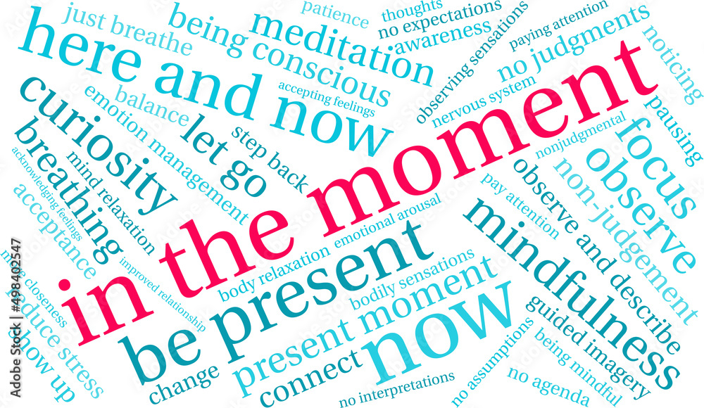 In the Moment Word Cloud on a white background. In the Moment Word Cloud on a white background.