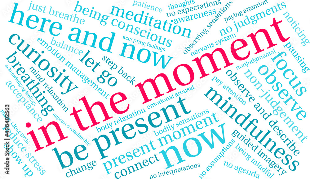In the Moment Word Cloud on a white background. 