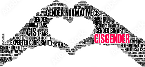 Cisgender Word Cloud on a white background. 