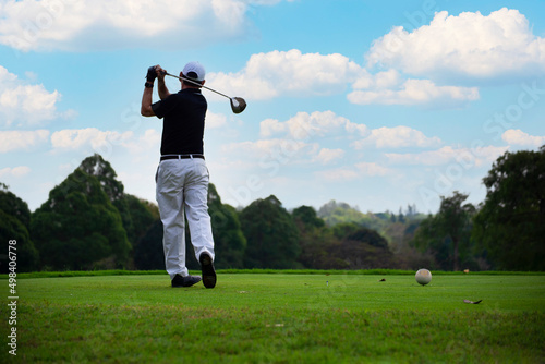 Golfer with Golf Club Fairway Wood and Golf Ball