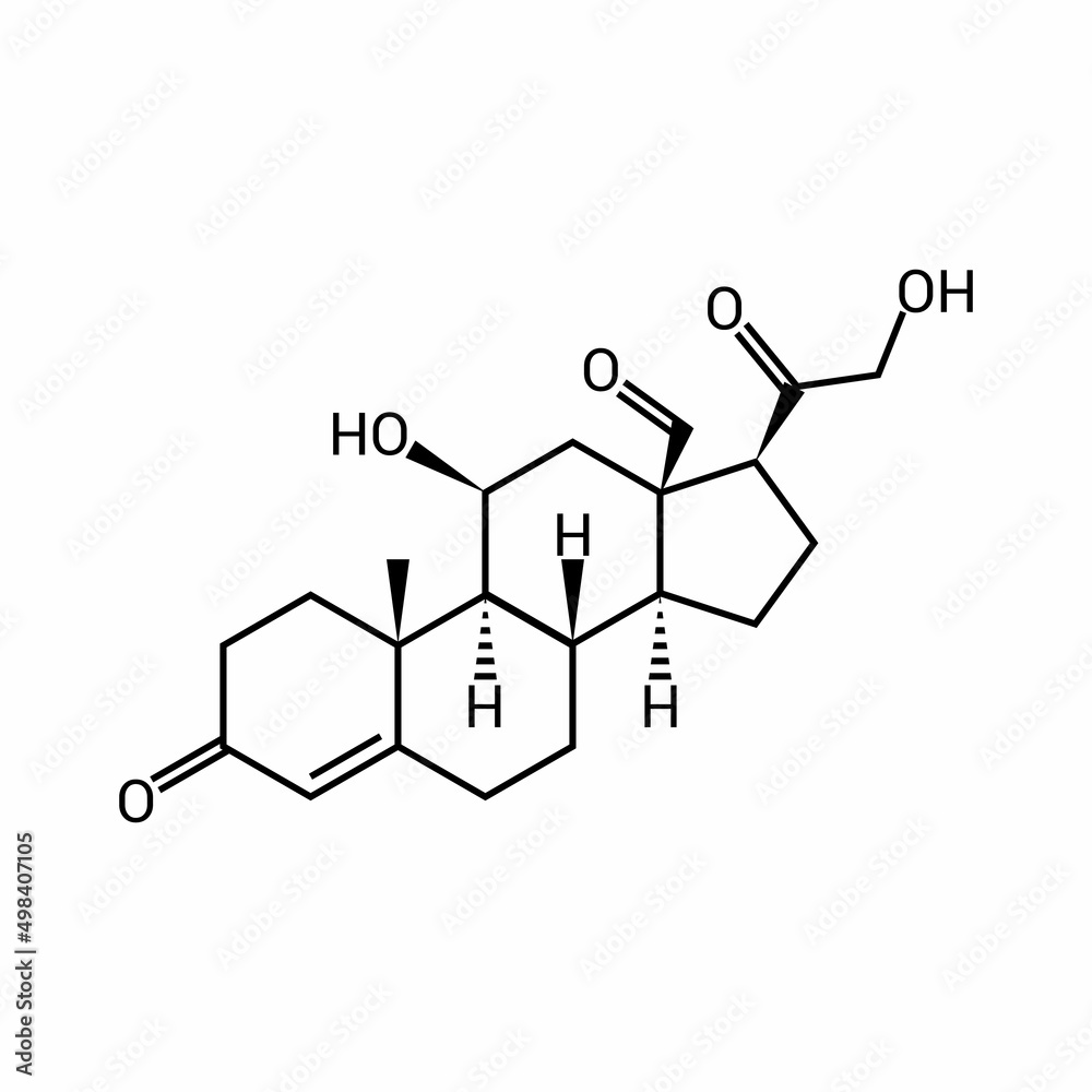 chemical structure of aldosterone (C21H28O5) chemical structure of aldosterone (C21H28O5)