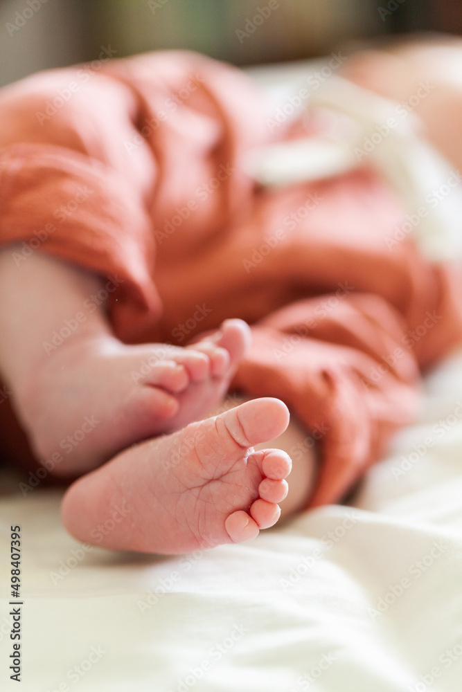 Detail of newborn infant feet