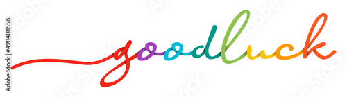 Goodluck Handwriting Colorful Lettering Calligraphy Banner. Greeting Card Vector Illustration.