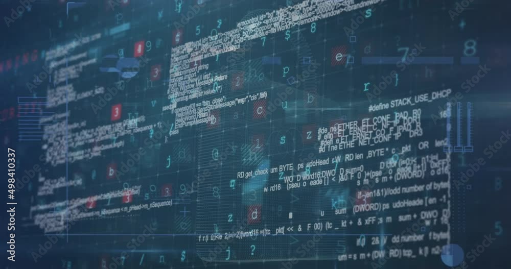 Animation of digital data processing over dark background Animation of digital data processing over dark background