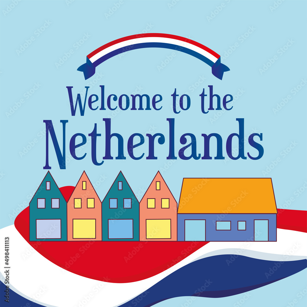 Welcome to netherlands concept Group of traditional residential buildings Vector Welcome to netherlands concept Group of traditional residential buildings Vector