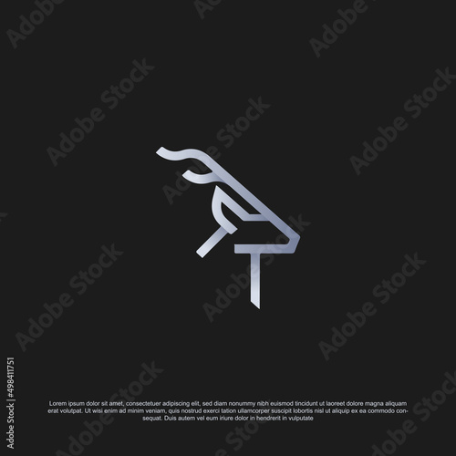 Outline deer head with horn logo design