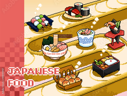 Cute pixel Japanese appetizer set