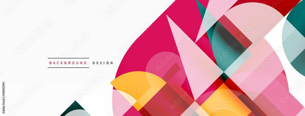 Circle and square geometric background. Round shapes with squares and triangles composition for wallpaper, banner, background or landing Circle and square geometric background. Round shapes with squares and triangles composition for wallpaper, banner, background or landing