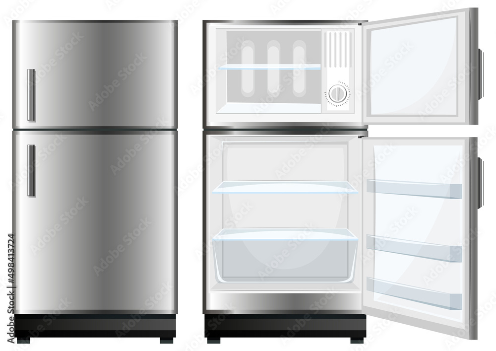 Empty refrigerator with opened door Empty refrigerator with opened door