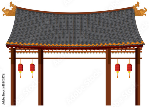 Chinese traditional architectures on white background