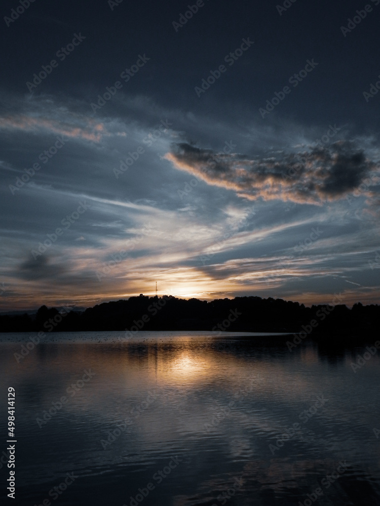 sunset over the river