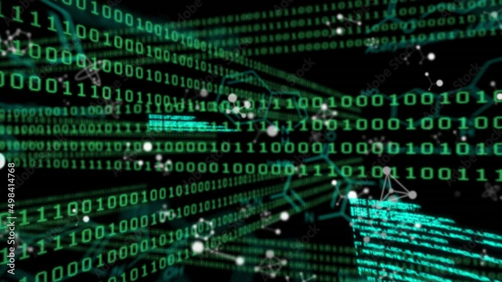 Animation of shapes and data processing on black background Animation of shapes and data processing on black background