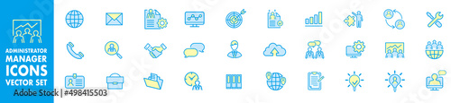 Administrator Manager  vector icons set. isolated on white background