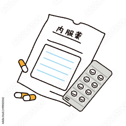 処方された薬の手描きイラスト
