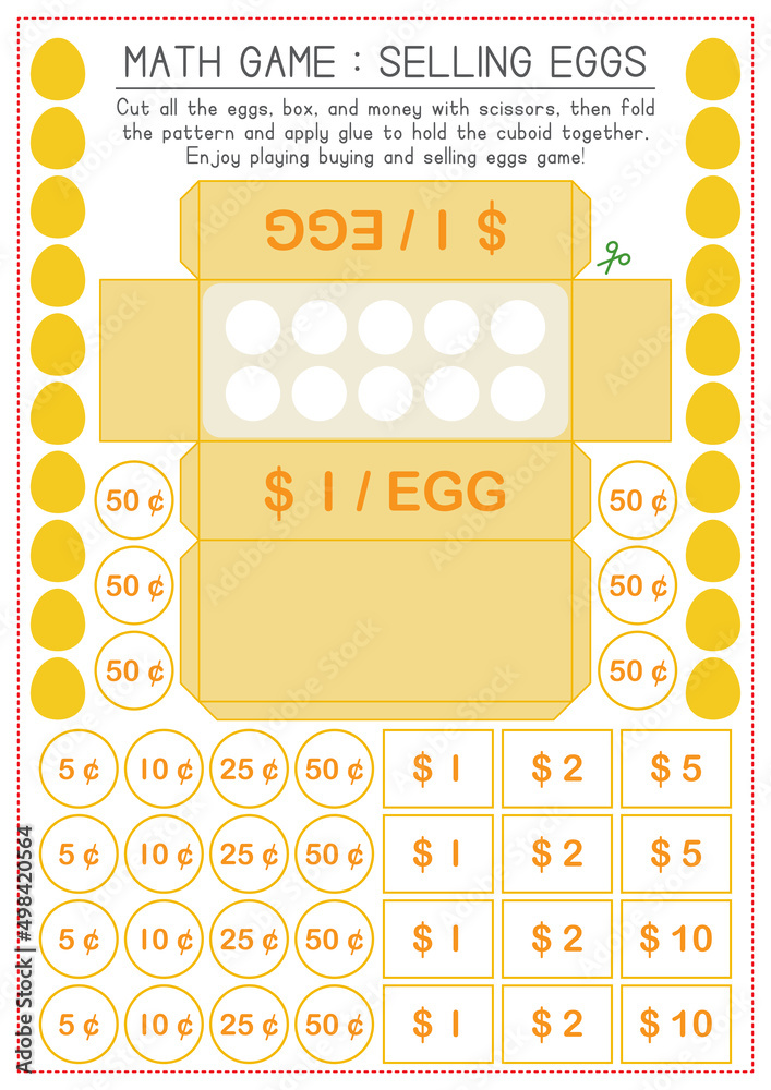 Children Learning Math Activity Selling Eggs Game