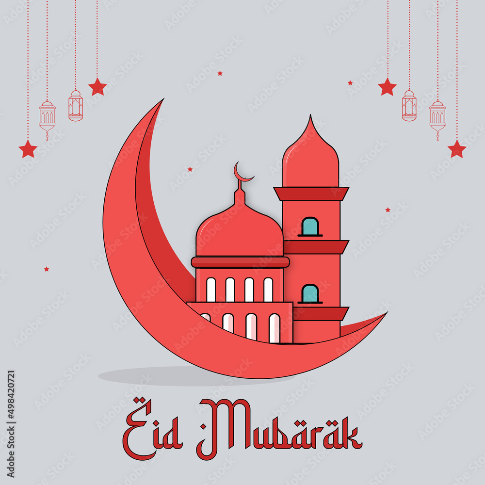 Naklejka premium Eid Mubarak Social media post template