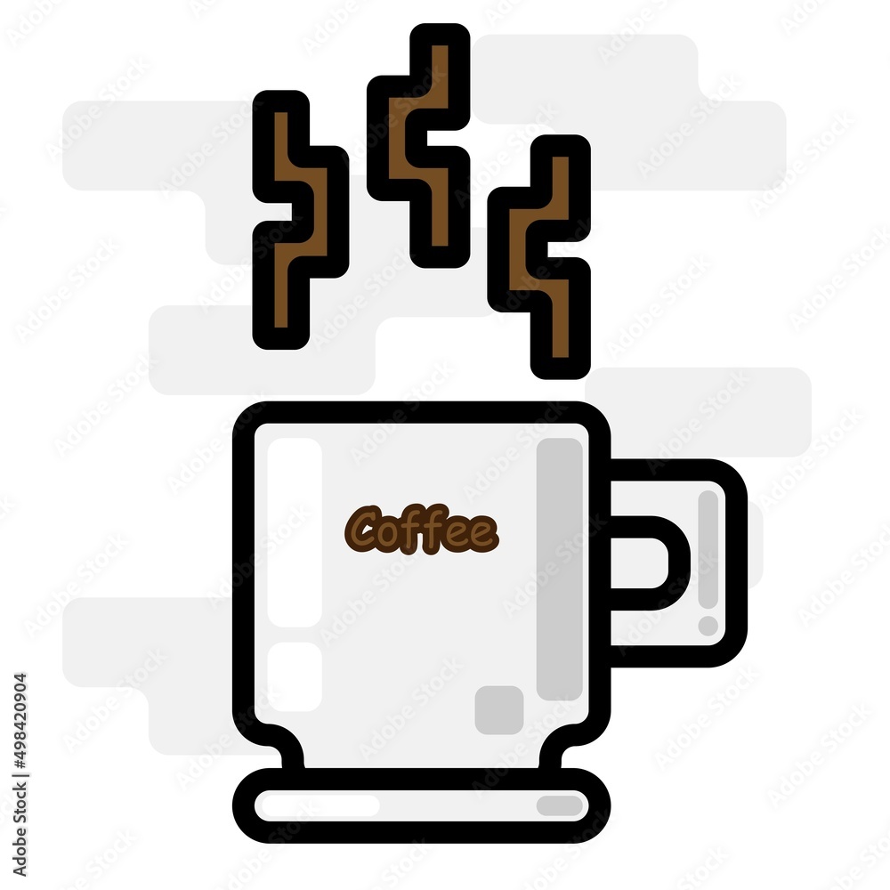Cute Square Hot Cappucino Coffee Flat Design Cartoon for Shirt, Poster, Gift Card, Cover or Logo Cute Square Hot Cappucino Coffee Flat Design Cartoon for Shirt, Poster, Gift Card, Cover or Logo