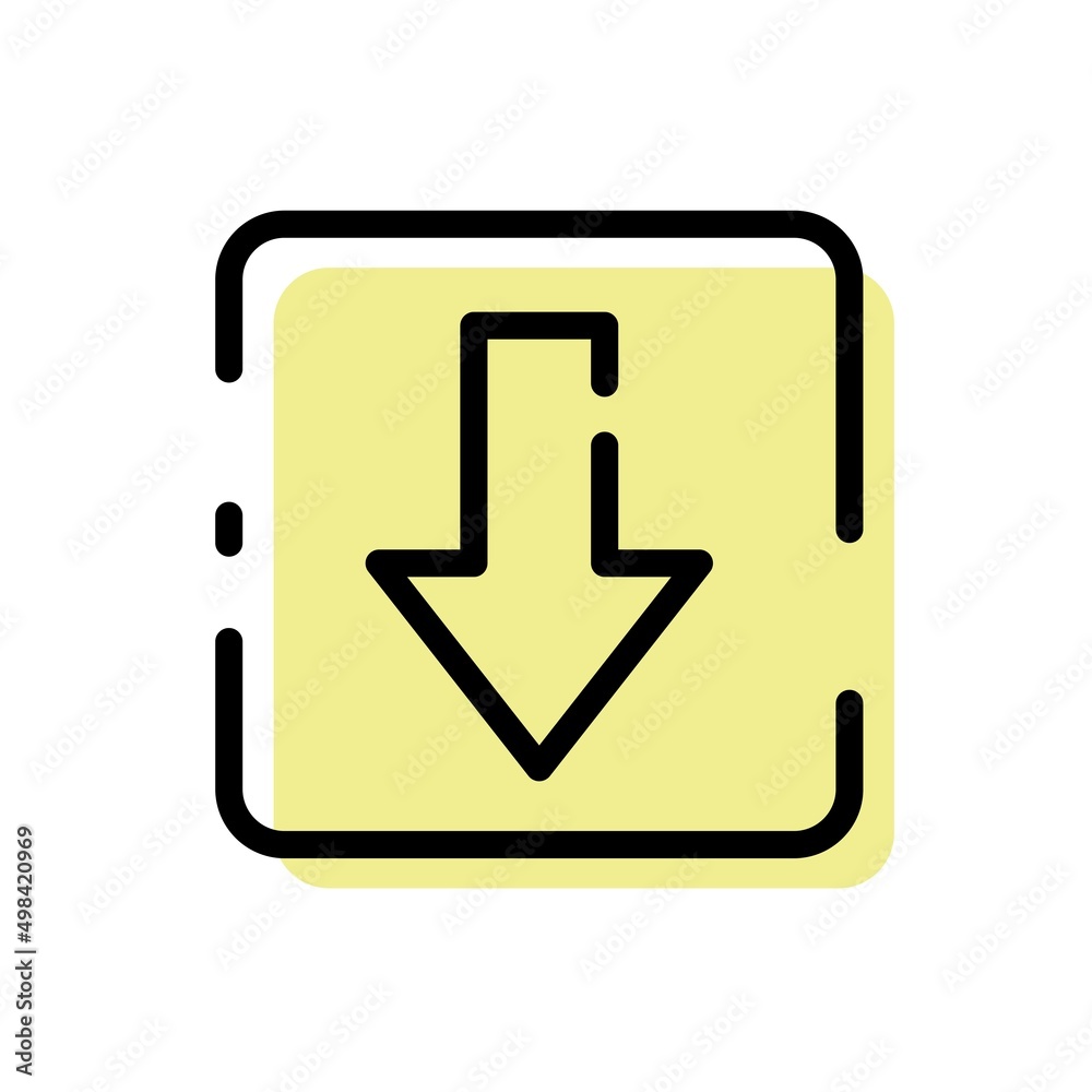 Cute Yellow Download Icon Flat Design For App Label Vector Illustration Cute Yellow Download Icon Flat Design For App Label Vector Illustration