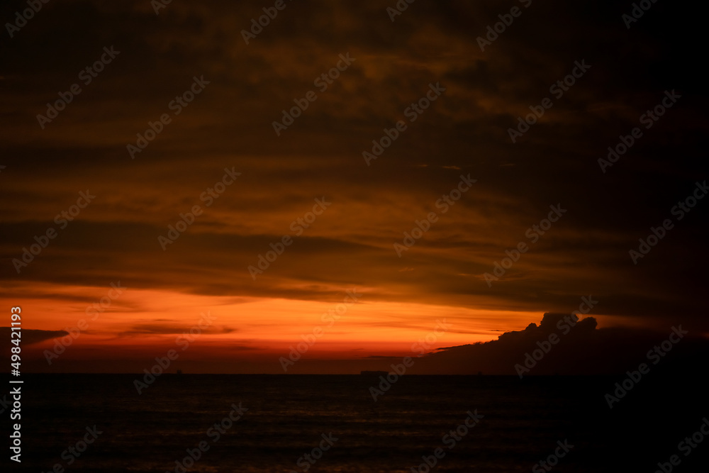sunset over the sea, landscape view.