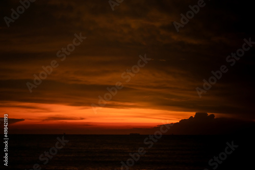 sunset over the sea, landscape view. © ellinnur
