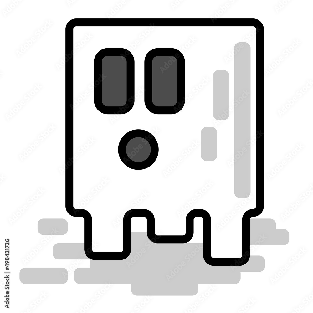 Cute Halloween Square Ghost Doodle Flat Design Cartoon for Shirt, Poster, Gift Card, Cover or Logo