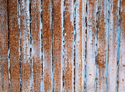 Rusted steel corrugated panel texture