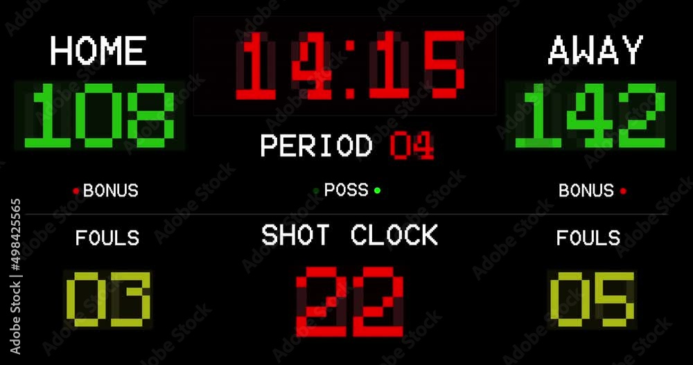 Animation of information on sports game scoreboard Animation of information on sports game scoreboard
