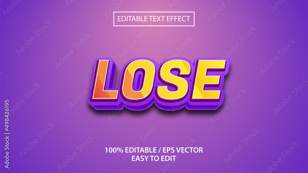 lose text effect eps Premium vector 