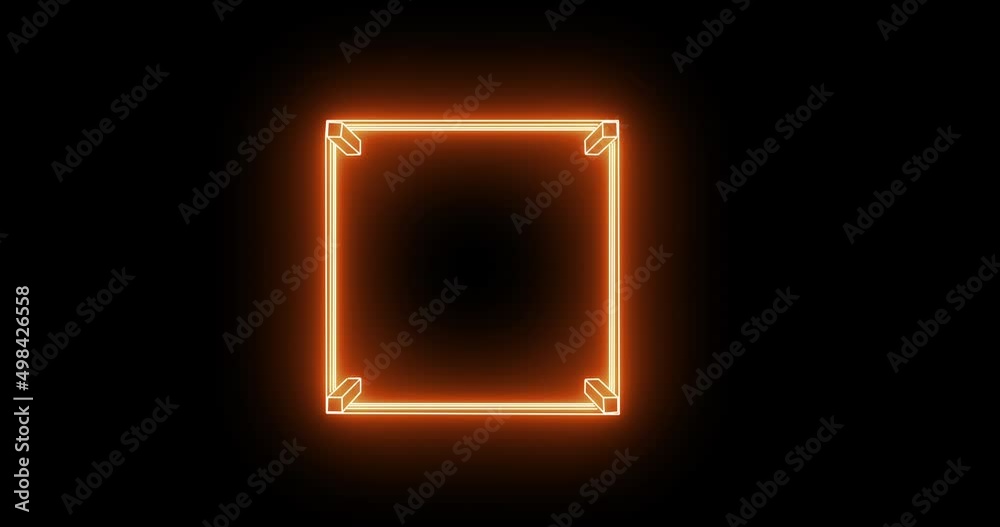 Animation of orange neon boxing ring on black background Animation of orange neon boxing ring on black background
