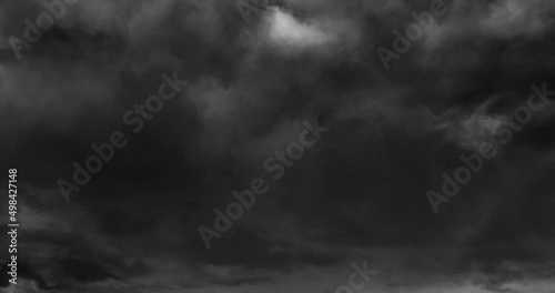 Animation of lightning and stormy grey clouds background