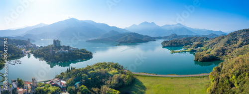 Aerial view Landscape of Sun Moon Lake in Nantou, Taiwan