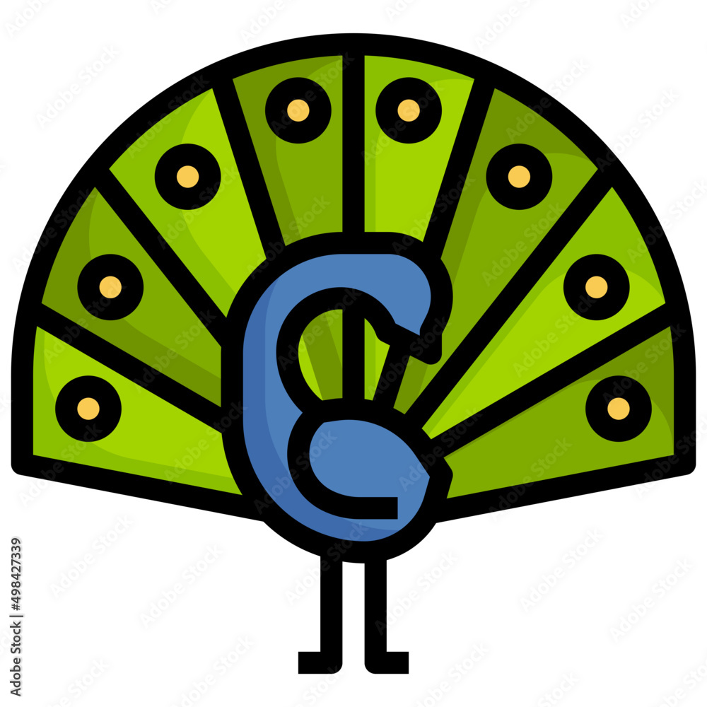 PEACOCK Filled Outline Stock Vector | Adobe Stock