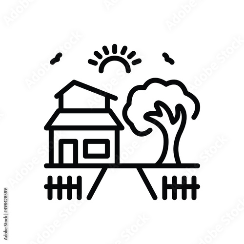 Black line icon for yard