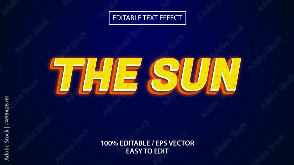 the sun text effect eps Premium vector 