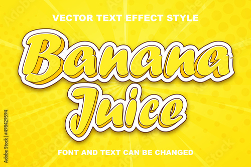 banana juice yellow color gradient typography food product logo 3d editable text effect font style template design
