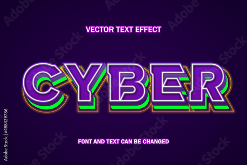 cyber purple green robot eva style typography 3d editable text effect font style template design