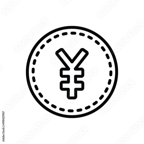 Black line icon for yen