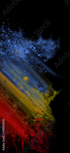 Modern colorful flow background on black. Wave Liquid shape in color banner.