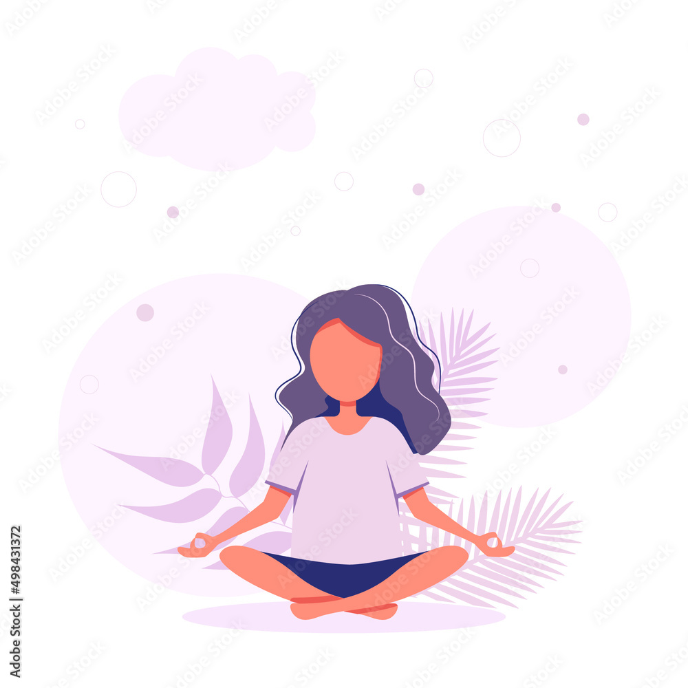 girl meditating. Healthy lifestyle, yoga, meditation, relax, recreation. Vector illustration. girl meditating. Healthy lifestyle, yoga, meditation, relax, recreation. Vector illustration.