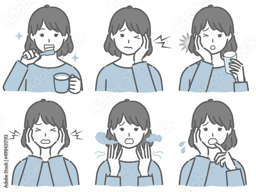 口の中に異常がある私服の若い女性