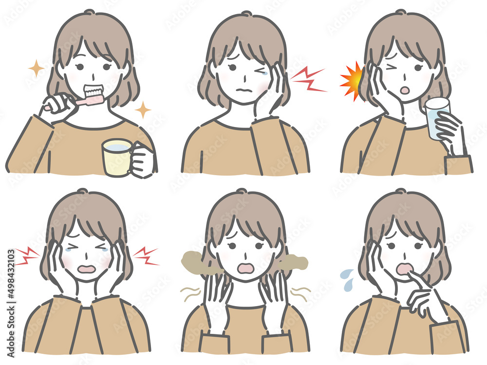 口の中に異常がある私服の若い女性