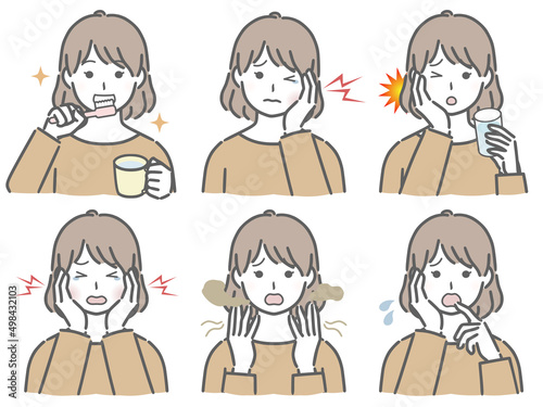 口の中に異常がある私服の若い女性