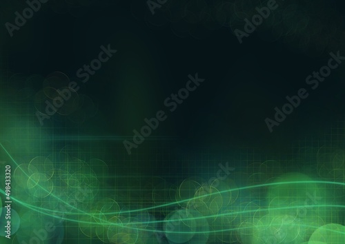 Futuristic green bokeh for technology development theme